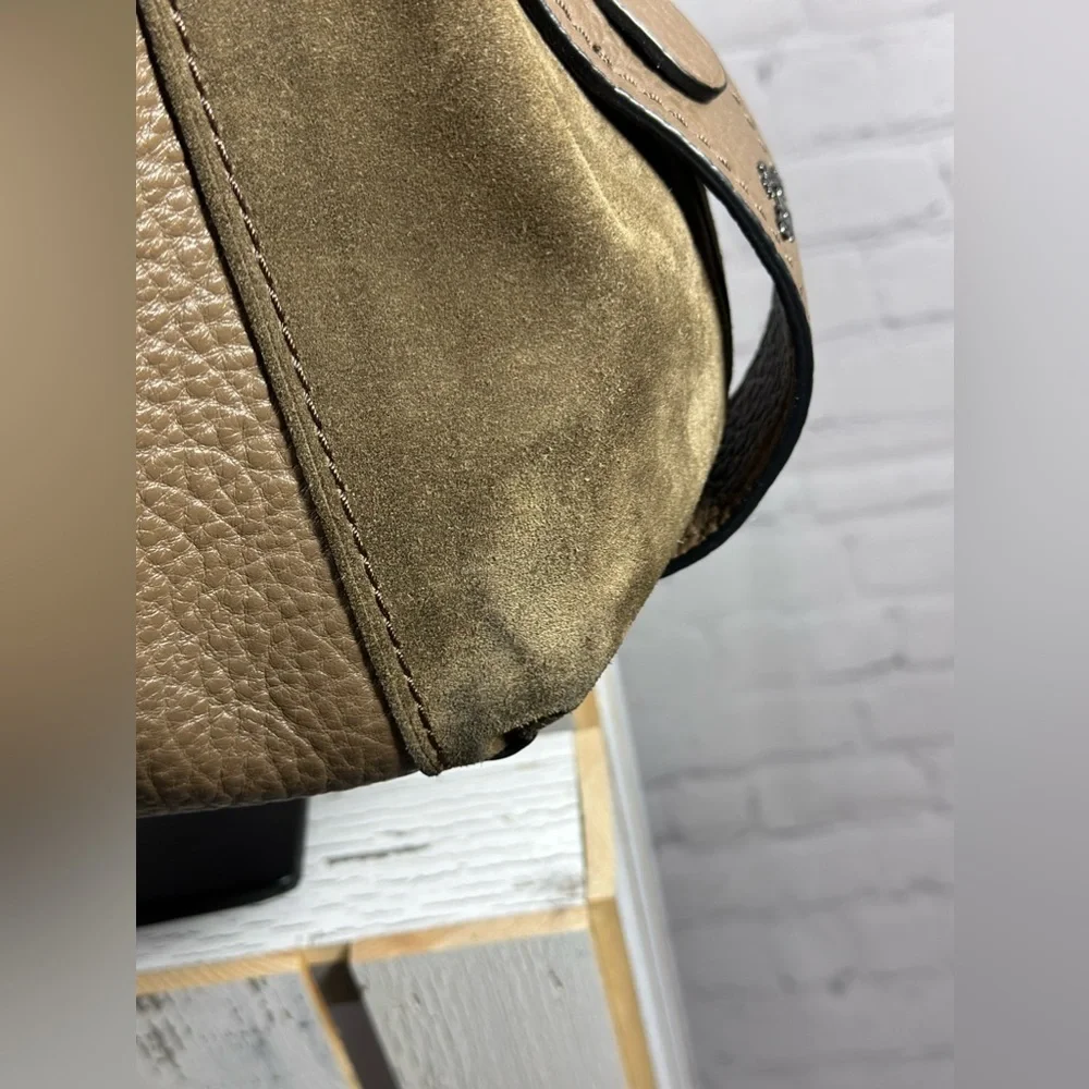 Coach Edie 42 Mixed Leather and Suede Hobo, Fatigue